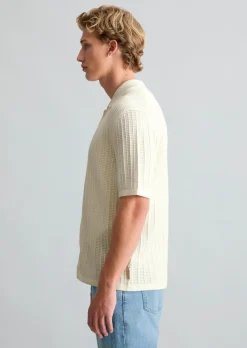 DfC Kurzarm-Strickjacke im Polostil regular mit Lochstruktur