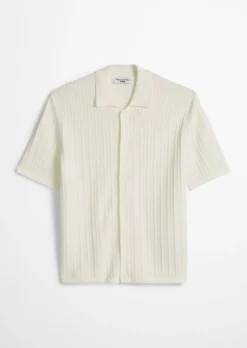 DfC Kurzarm-Strickjacke im Polostil regular mit Lochstruktur