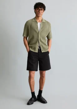 DfC Kurzarm-Strickjacke im Polostil regular mit Lochstruktur