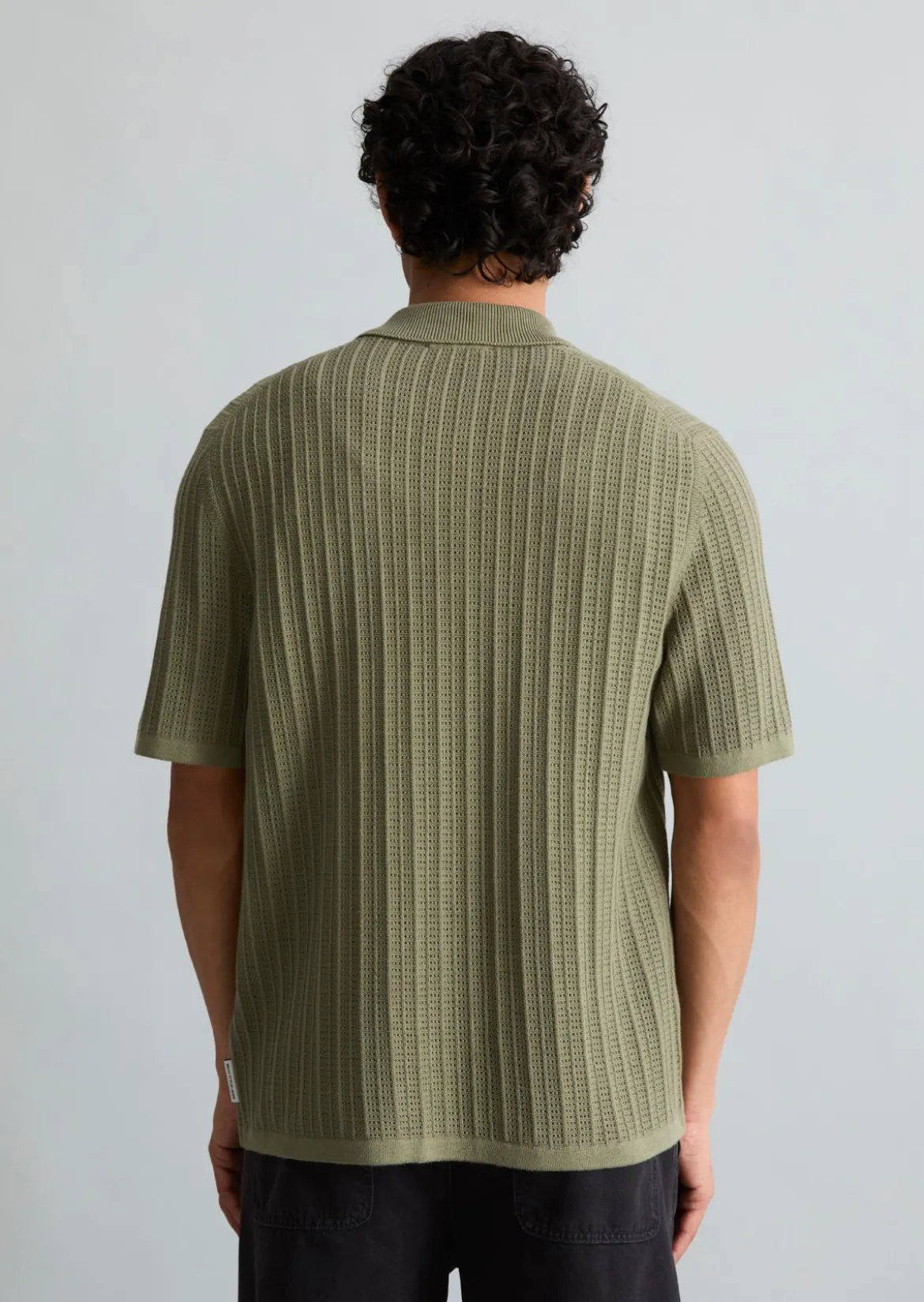 DfC Kurzarm-Strickjacke im Polostil regular mit Lochstruktur