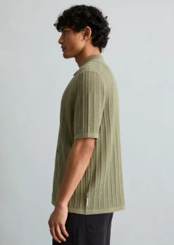 DfC Kurzarm-Strickjacke im Polostil regular mit Lochstruktur