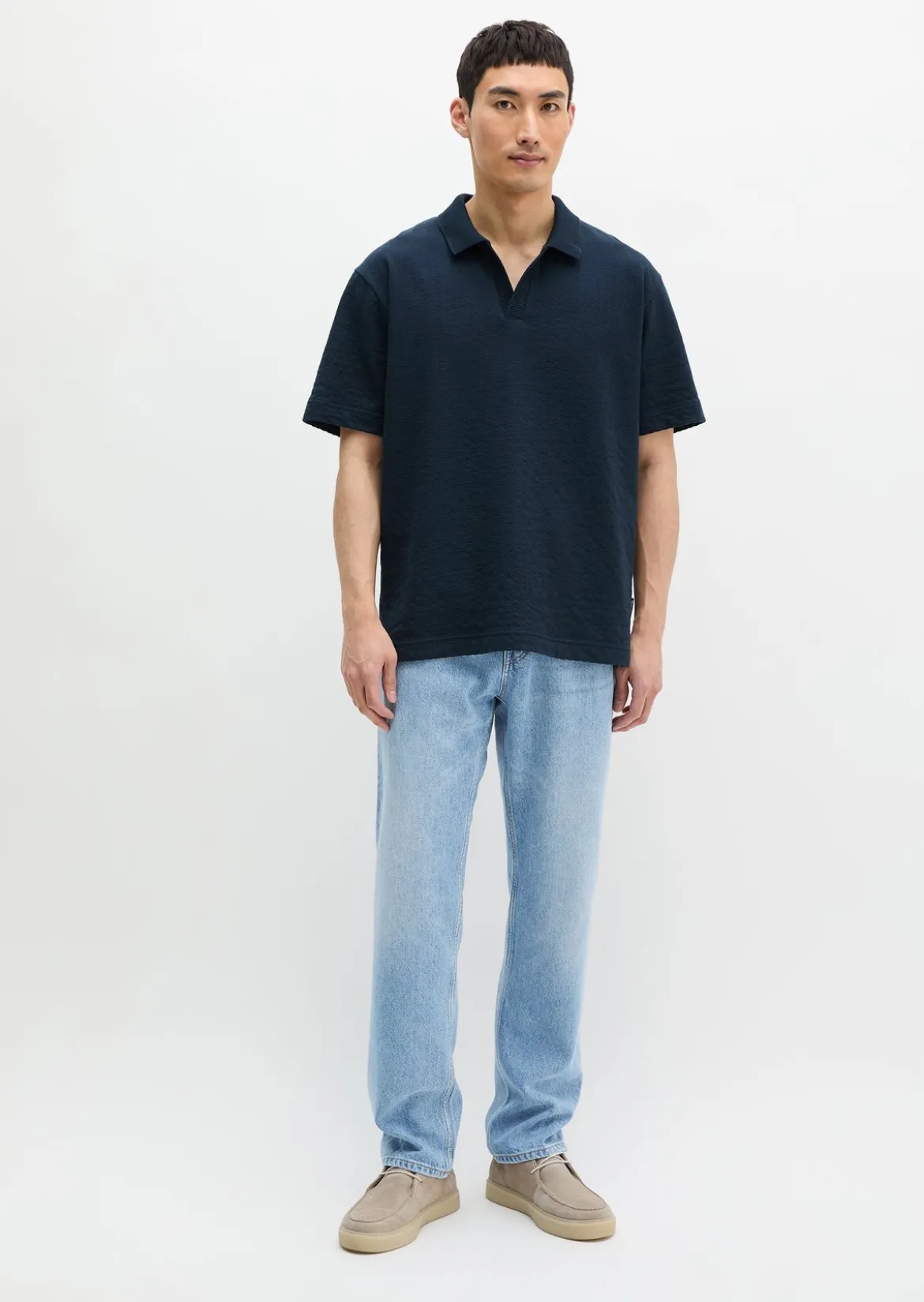 DfC Poloshirt Jersey Structure regular aus schwerem Ripp-Jersey