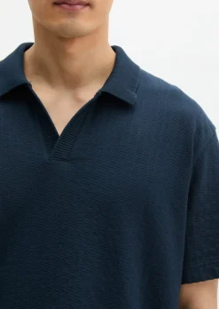 DfC Poloshirt Jersey Structure regular aus schwerem Ripp-Jersey