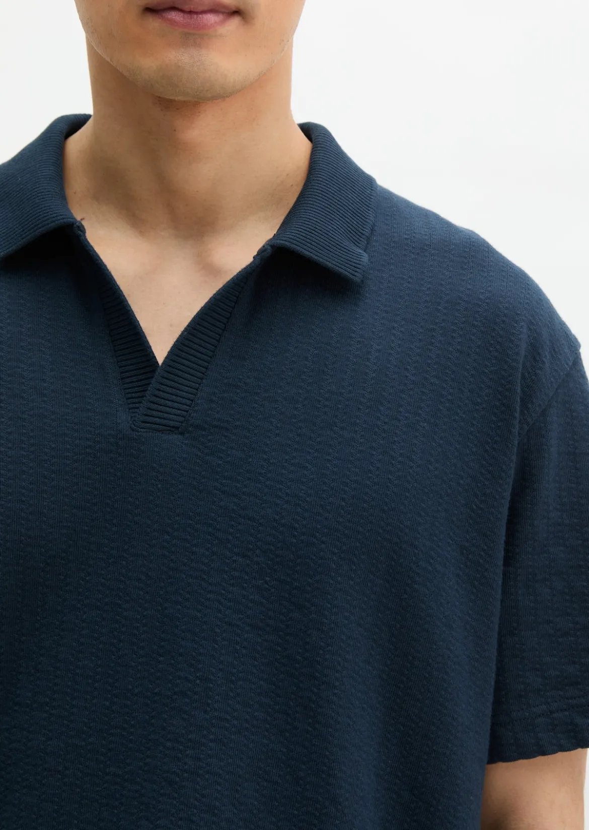DfC Poloshirt Jersey Structure regular aus schwerem Ripp-Jersey