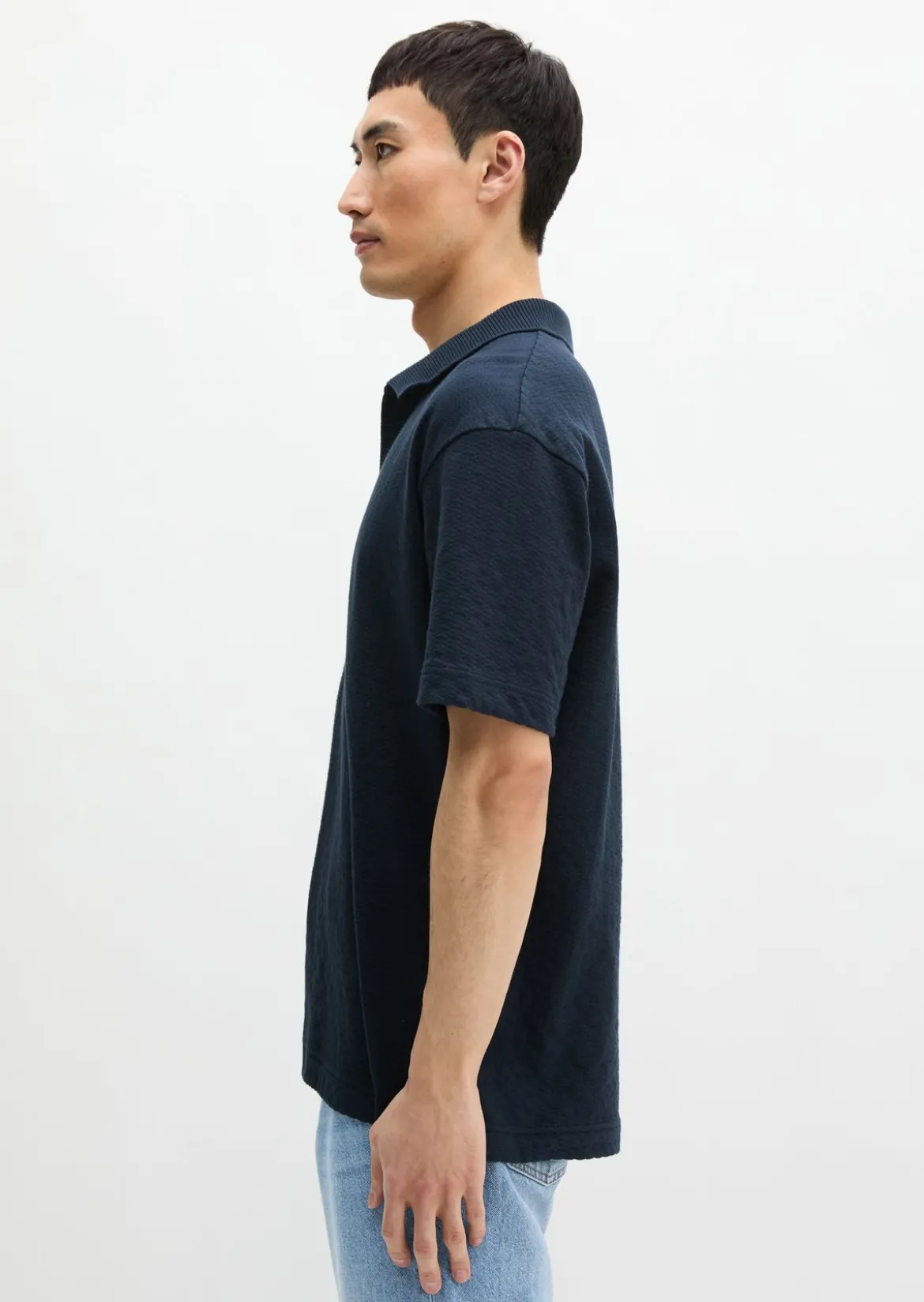 DfC Poloshirt Jersey Structure regular aus schwerem Ripp-Jersey