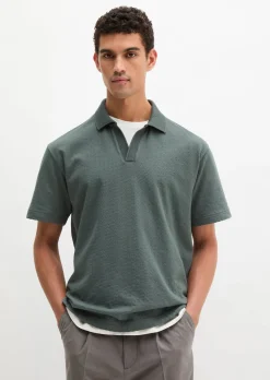DfC Poloshirt Jersey Structure regular aus schwerem Ripp-Jersey