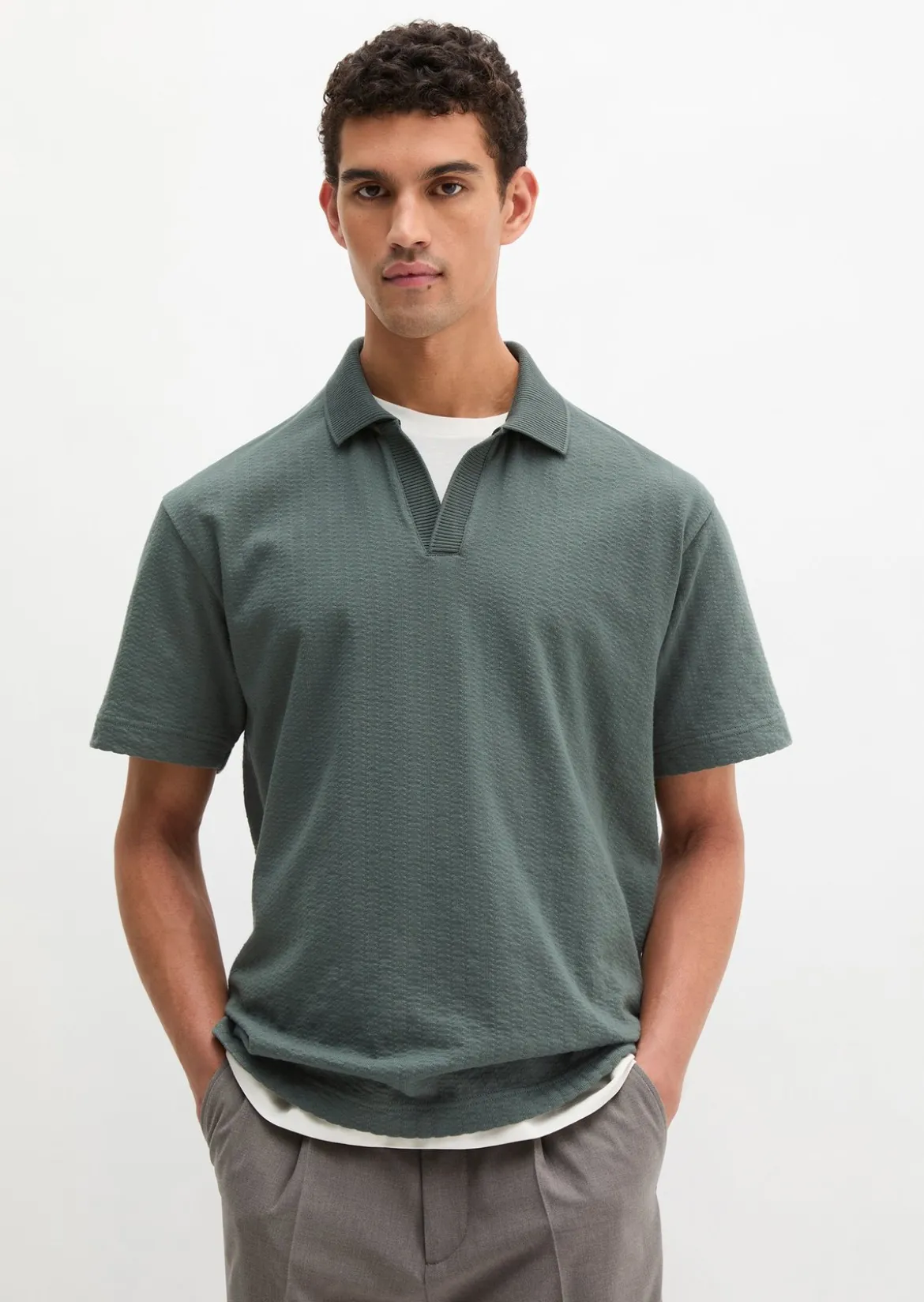 DfC Poloshirt Jersey Structure regular aus schwerem Ripp-Jersey