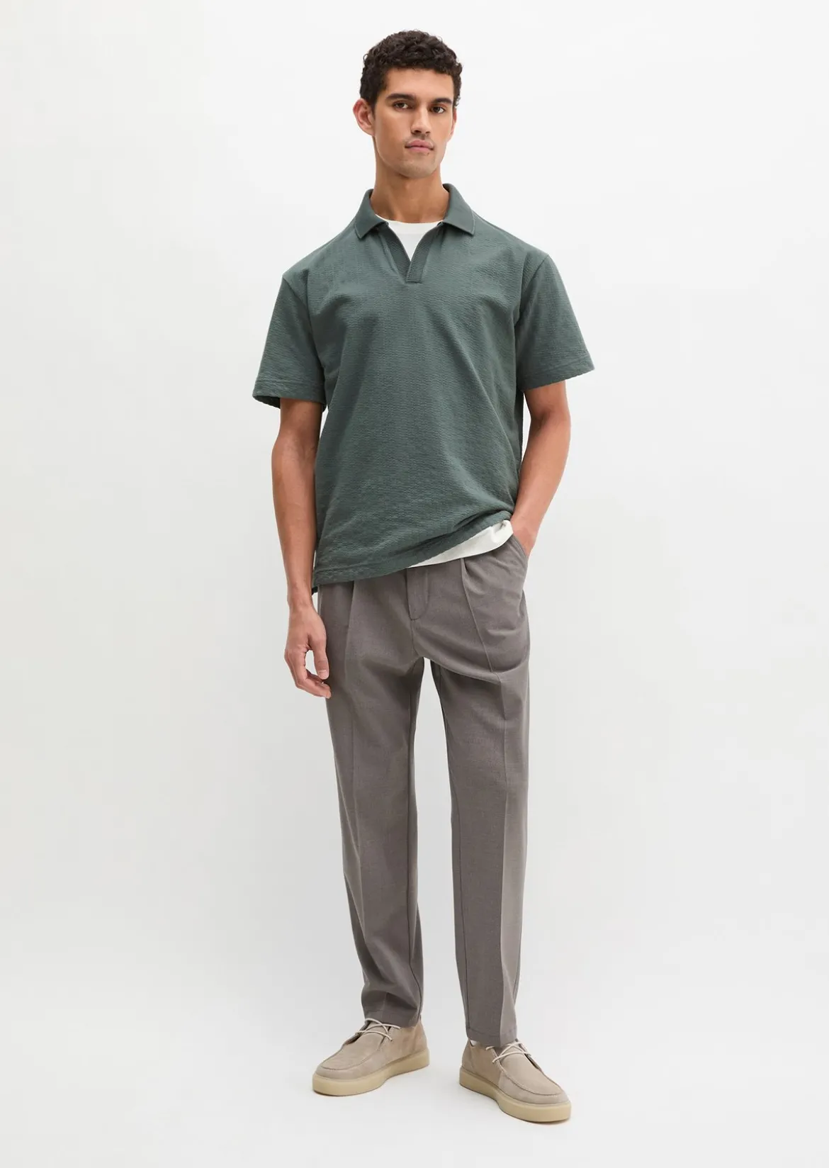 DfC Poloshirt Jersey Structure regular aus schwerem Ripp-Jersey