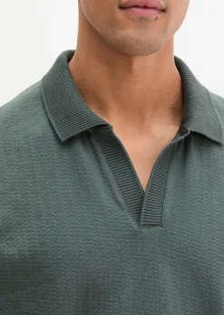 DfC Poloshirt Jersey Structure regular aus schwerem Ripp-Jersey