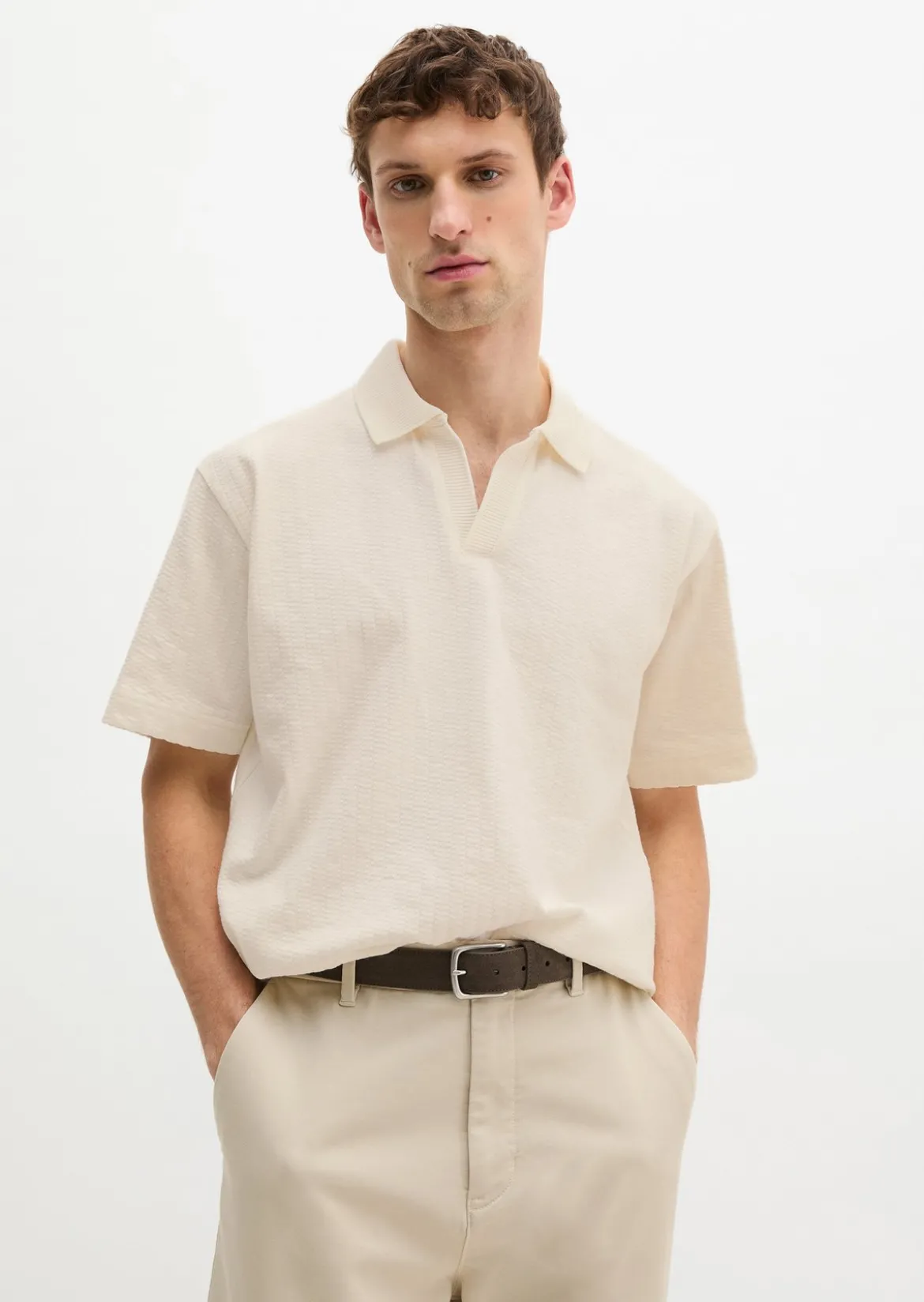 DfC Poloshirt Jersey Structure regular aus schwerem Ripp-Jersey