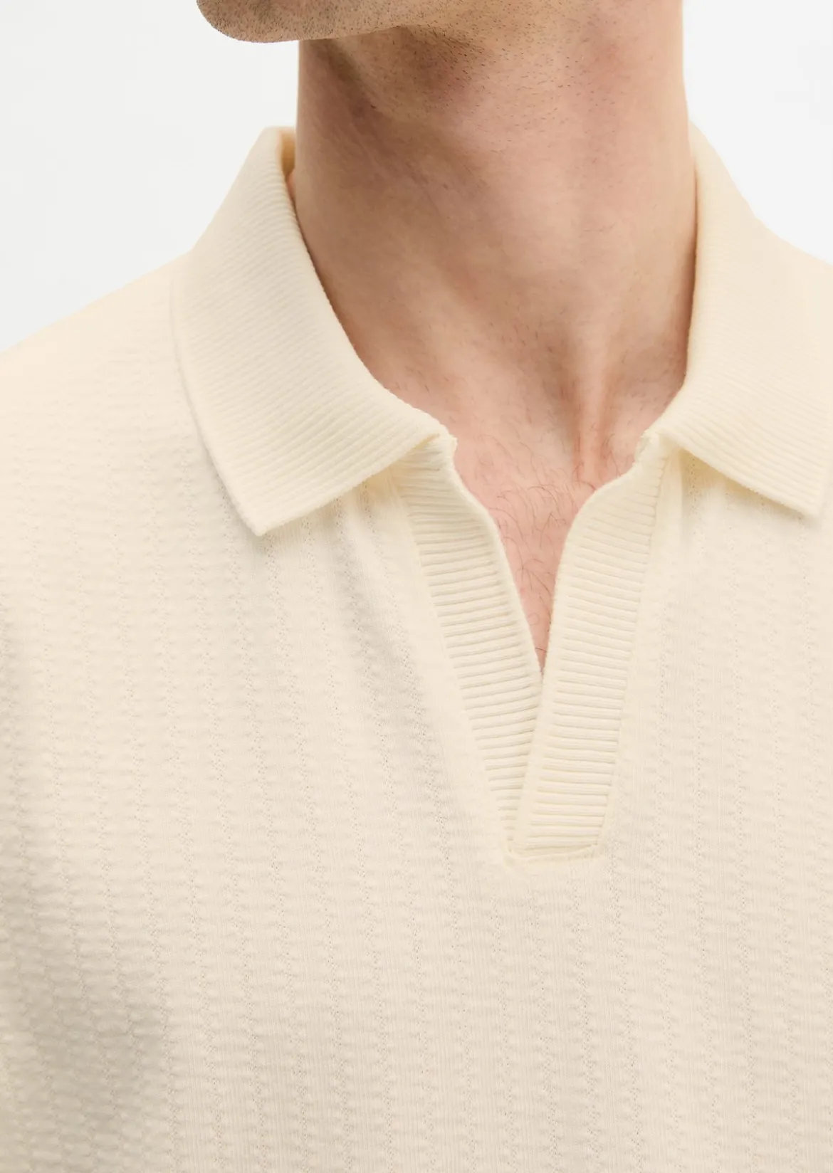 DfC Poloshirt Jersey Structure regular aus schwerem Ripp-Jersey