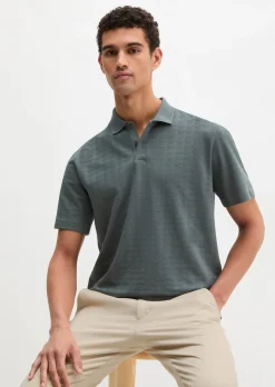 DfC Poloshirt regular im strukturierten Karo-Jacquard