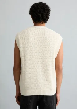 DfC Ärmellose Strickjacke relaxed mit luftiger Lochstruktur