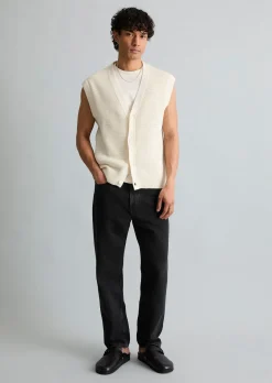 DfC Ärmellose Strickjacke relaxed mit luftiger Lochstruktur