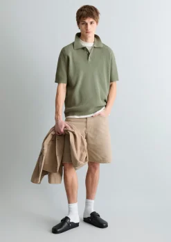 DfC Strick Poloshirt mit Waffelstruktur