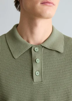 DfC Strick Poloshirt mit Waffelstruktur