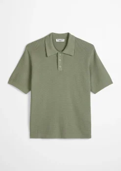 DfC Strick Poloshirt mit Waffelstruktur