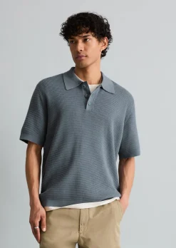 DfC Strick Poloshirt mit Waffelstruktur