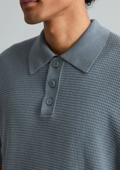 DfC Strick Poloshirt mit Waffelstruktur
