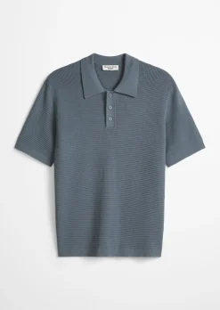 DfC Strick Poloshirt mit Waffelstruktur