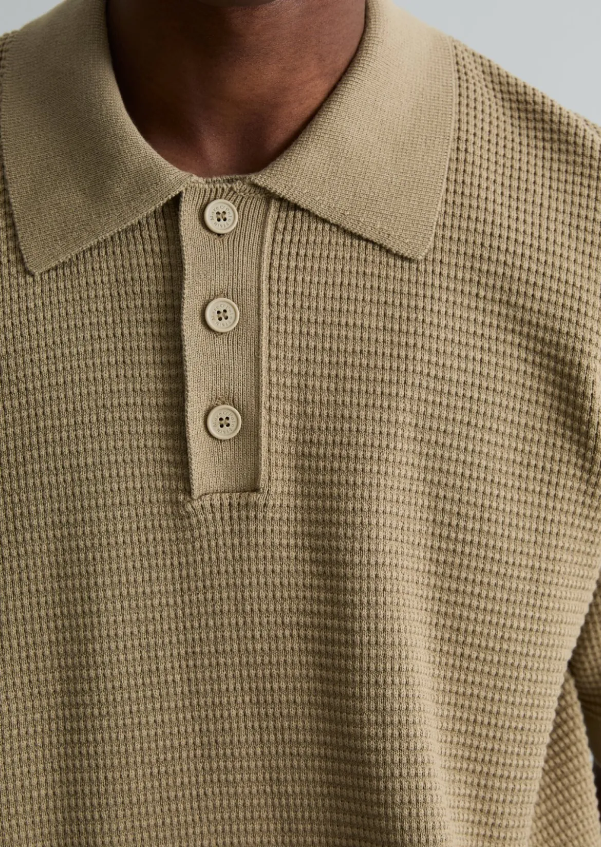 DfC Strick Poloshirt mit Waffelstruktur