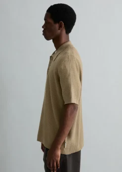 DfC Strick Poloshirt mit Waffelstruktur