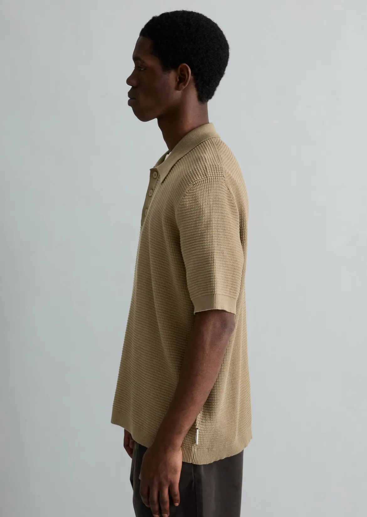 DfC Strick Poloshirt mit Waffelstruktur