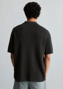 DfC Strick Poloshirt mit Waffelstruktur