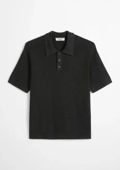 DfC Strick Poloshirt mit Waffelstruktur