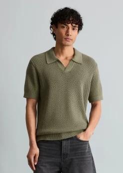 DfC Strick-Poloshirt relaxed mit luftiger Strickstruktur