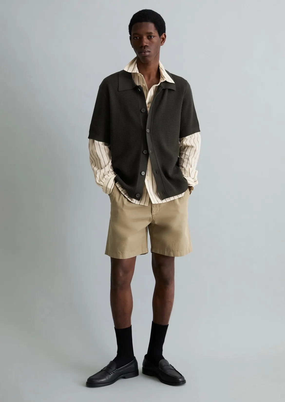 DfC Strickshirt regular im Polostil mit Knopfleiste