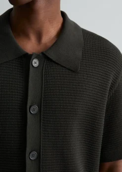 DfC Strickshirt regular im Polostil mit Knopfleiste