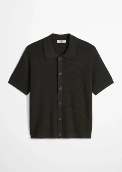 DfC Strickshirt regular im Polostil mit Knopfleiste