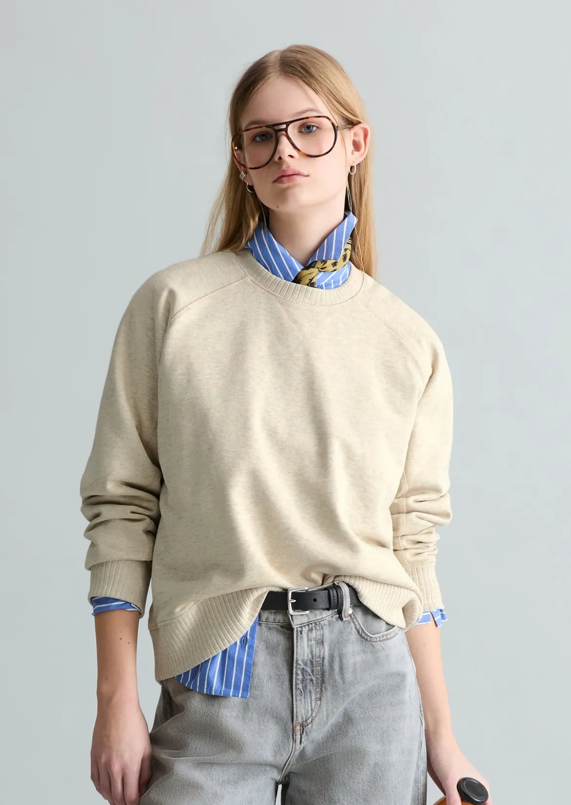 DfC Sweatshirt relaxed mit Rippstrick-Bündchen