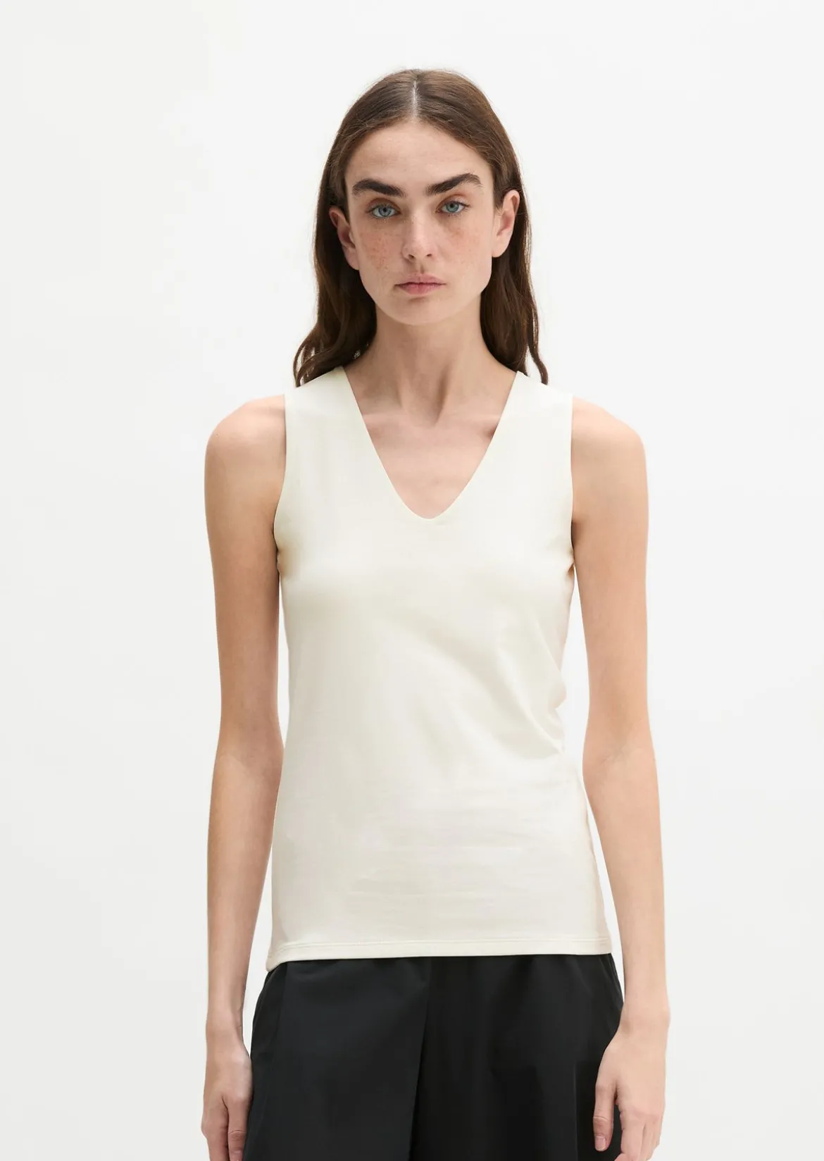 DfC V-Neck-Top slim aus weichem Stretch-Jersey