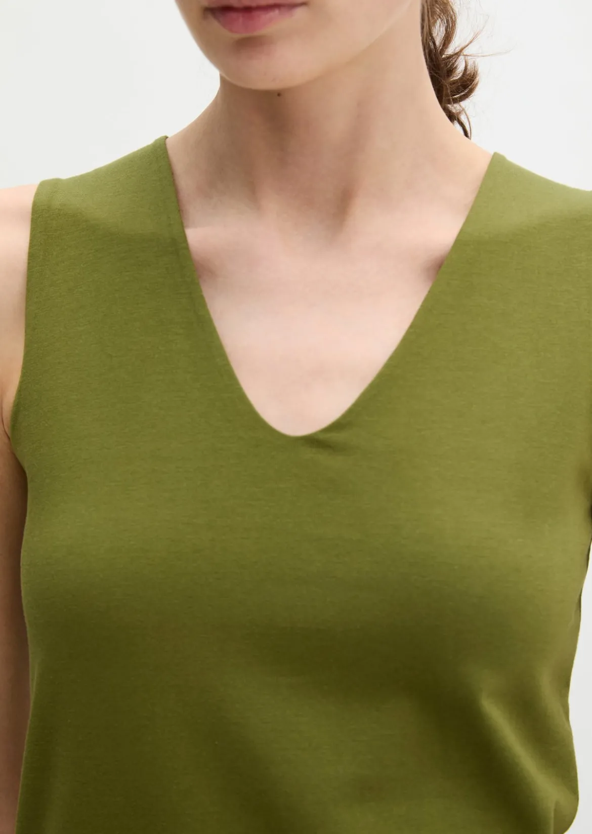DfC V-Neck-Top slim aus weichem Stretch-Jersey