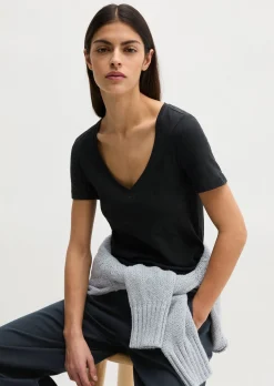 DfC V-Neck-T-Shirt regular aus Slub-Jersey