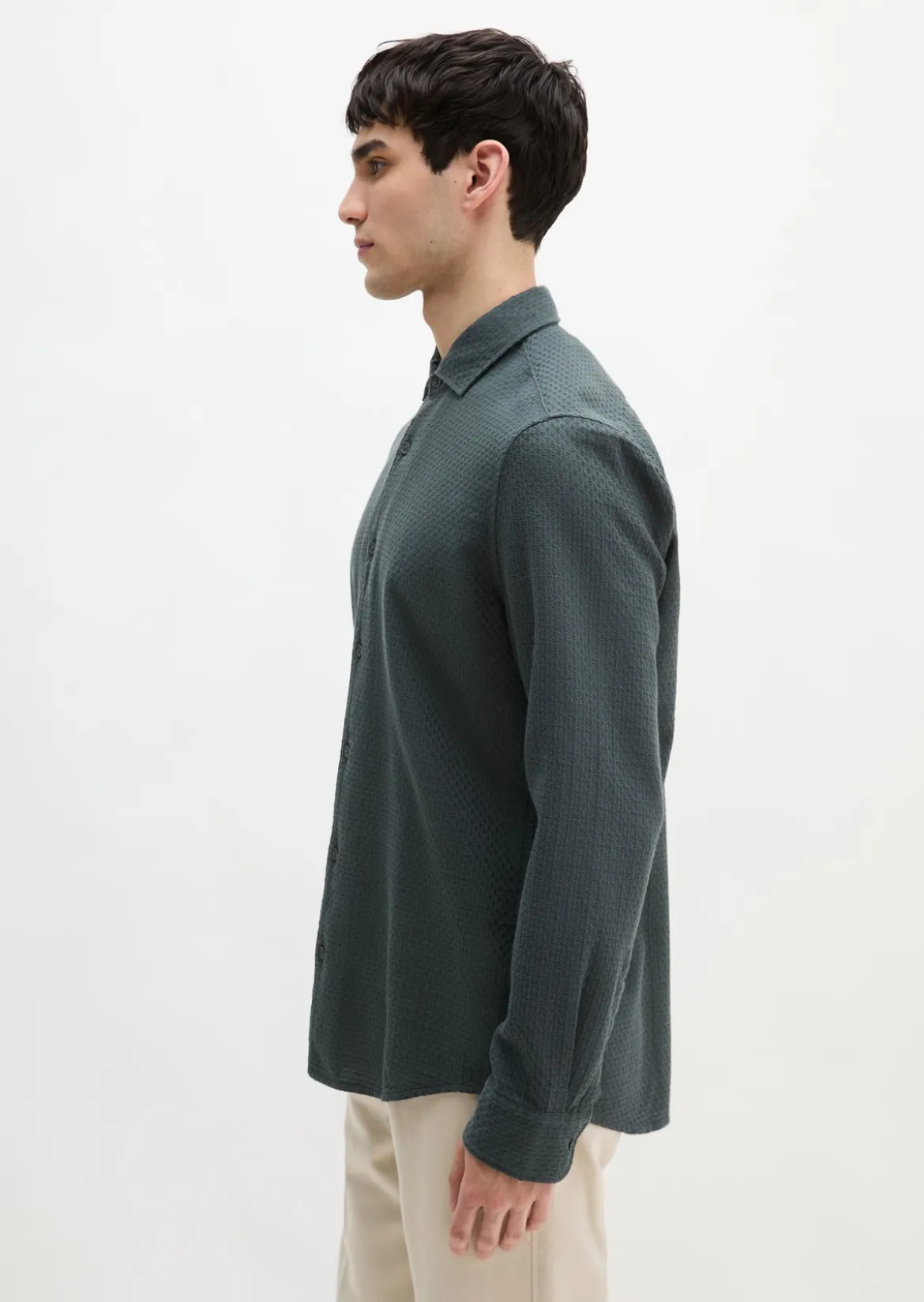 Dobby-Hemd shaped aus strukturierter Bio-Baumwolle