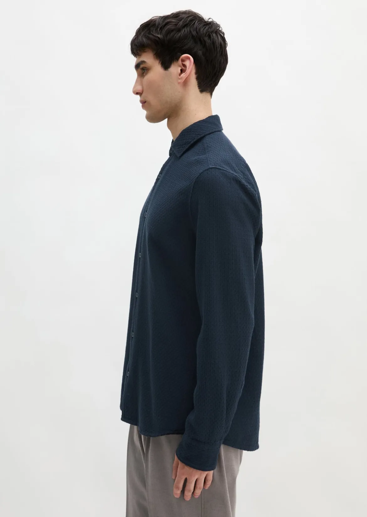Dobby-Hemd shaped aus strukturierter Bio-Baumwolle