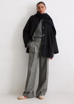 Doubleface-Cape-Jacke relaxed mit abnehmbarem Schal