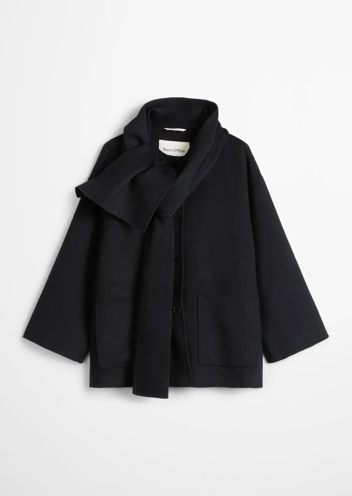 Doubleface-Cape-Jacke relaxed mit abnehmbarem Schal