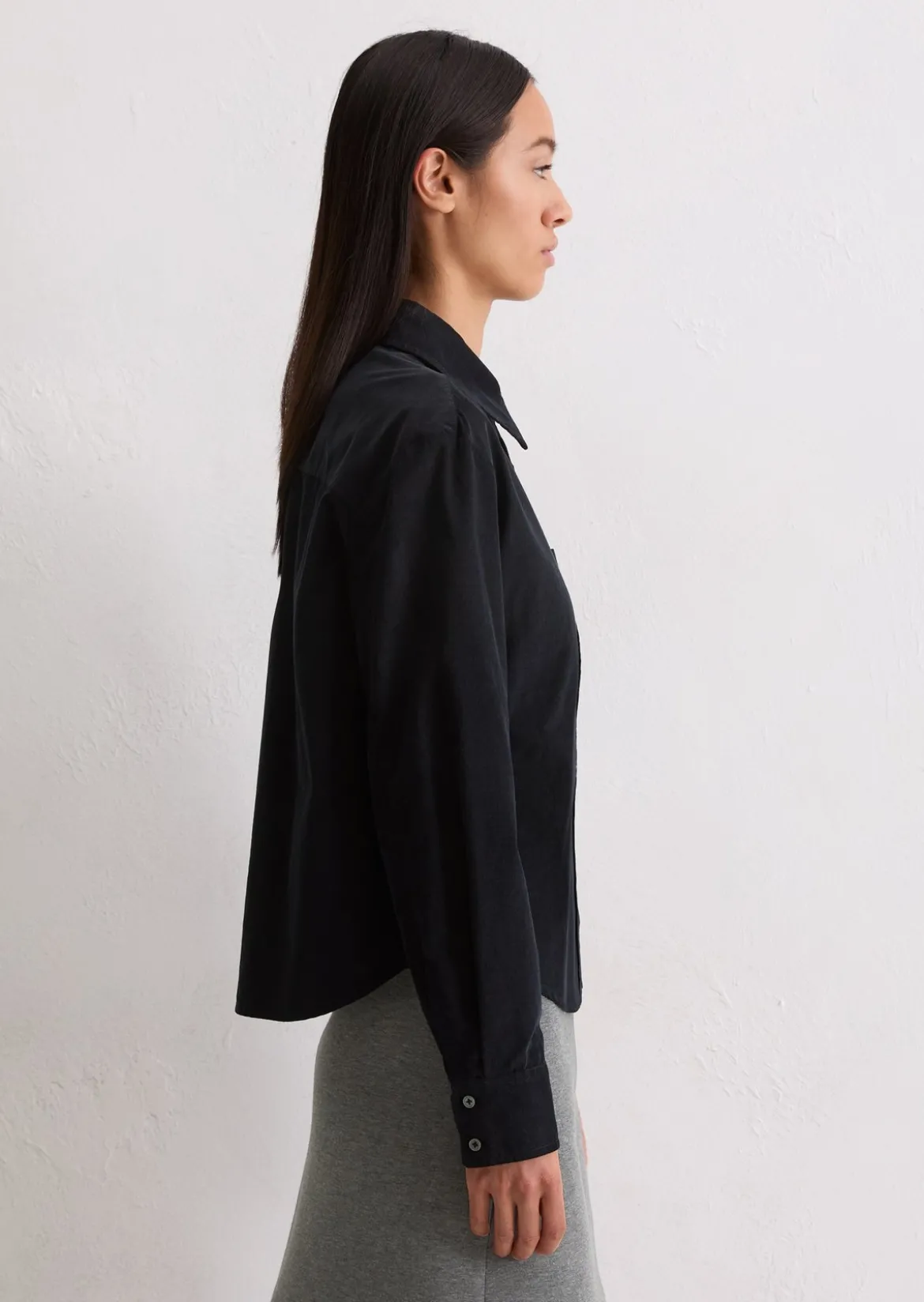 Feincord-Bluse relaxed aus softem Baumwolle-Lyocell-Mix
