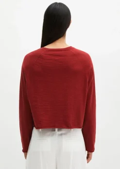Feinstrick-Cardigan relaxed aus Bio-Baumwolle-Leinen-Mix