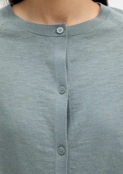 Feinstrick-Cardigan relaxed aus Bio-Baumwolle-Leinen-Mix