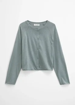 Feinstrick-Cardigan relaxed aus Bio-Baumwolle-Leinen-Mix