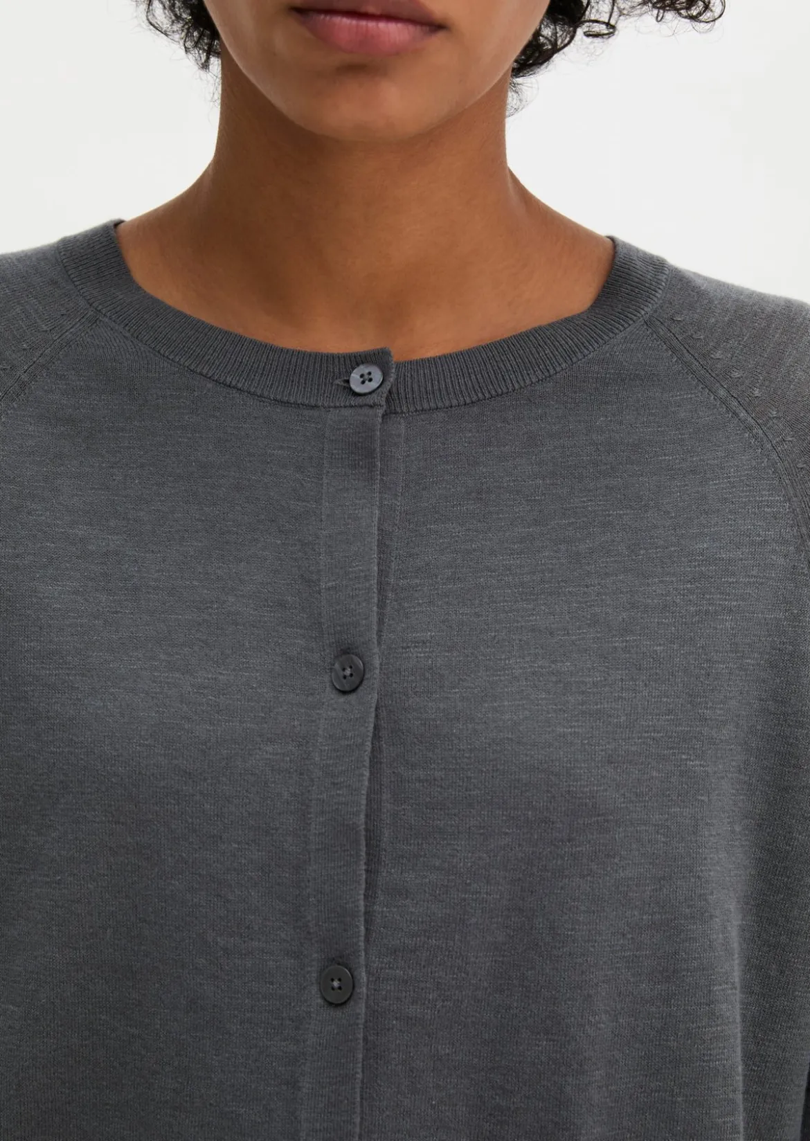 Feinstrick-Cardigan relaxed aus Bio-Baumwolle-Leinen-Mix