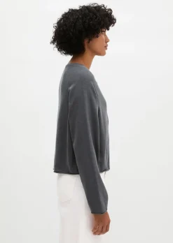 Feinstrick-Cardigan relaxed aus Bio-Baumwolle-Leinen-Mix
