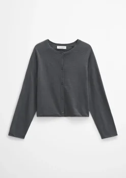 Feinstrick-Cardigan relaxed aus Bio-Baumwolle-Leinen-Mix