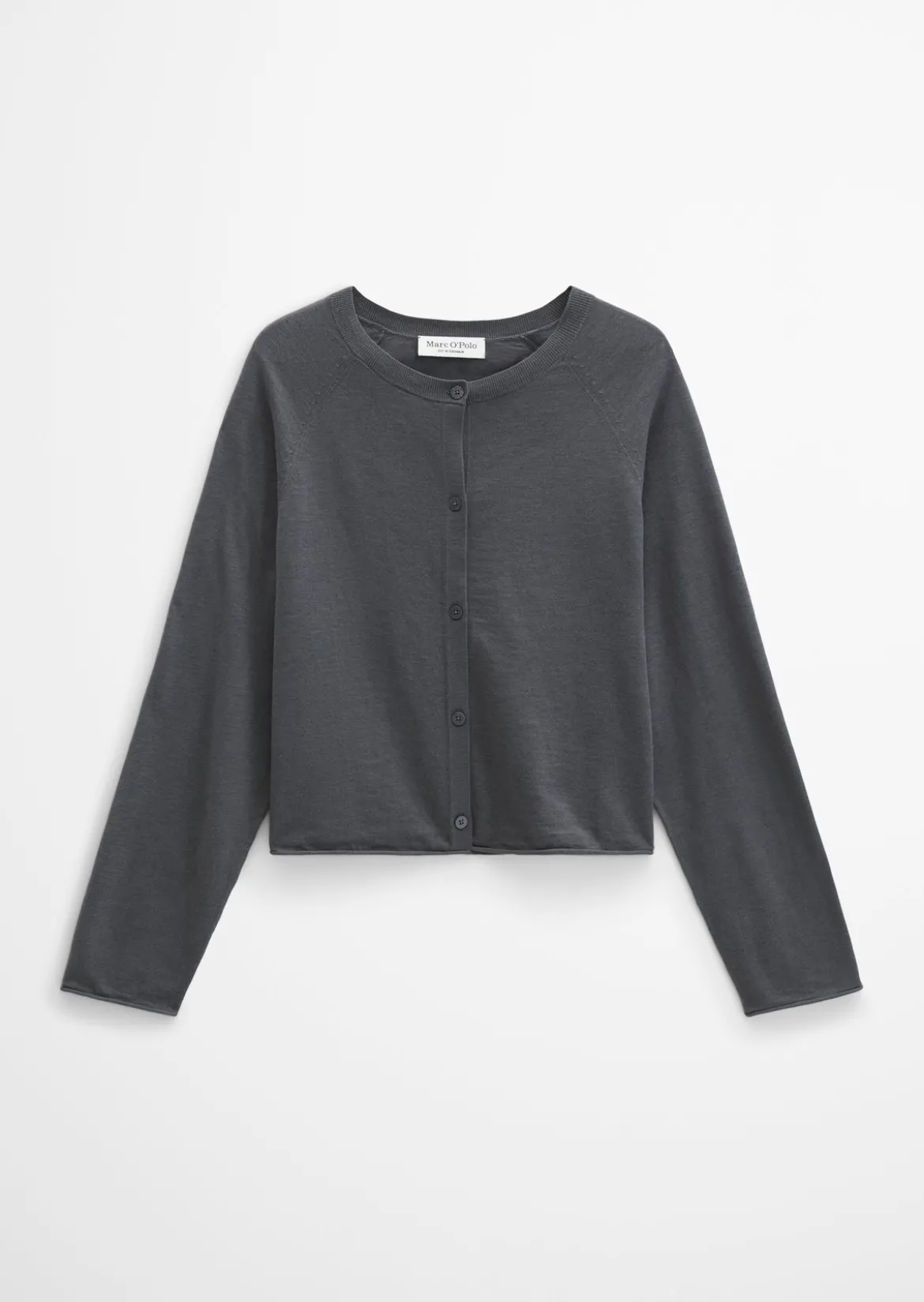 Feinstrick-Cardigan relaxed aus Bio-Baumwolle-Leinen-Mix