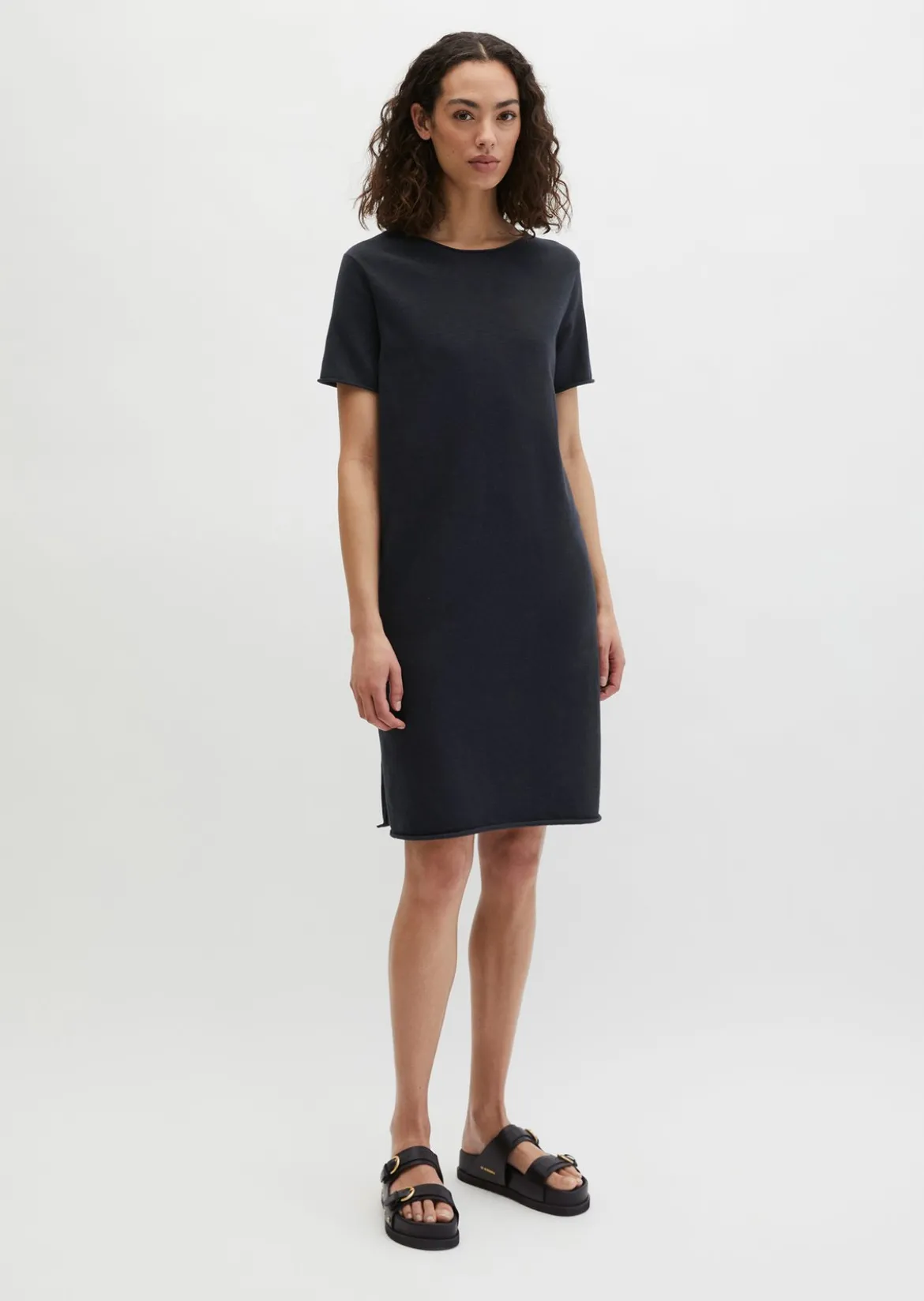 Feinstrick-Kleid loose aus Organic Cotton-Leinen-Mix
